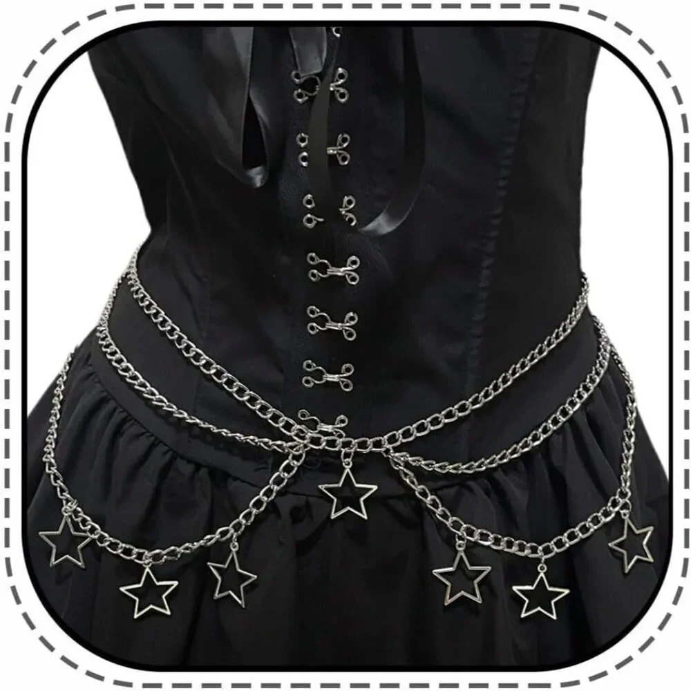 Star Waist Chain Belt Gothic Crossover Body Belly Tassel Women Girls